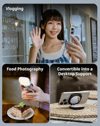 SmallRig Magnetic Selfie Light for iPhone, Phone Light with a Mirror, Instant Attachment for MagSafe, for Selfies, Video Conference, Vibe P48 Black