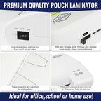 SINCHI 13-Inch Thermal Laminator Machine, 3–5 Mil, 40s Warm-Up, 20"/Min, Jam Release, Auto Shutoff, All-in-One Kit with 10 Pouches, Trimmer & Rounder, Cleaning Paper, Ideal for Home, Office, School