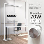 STERREN 77" LED Floor Lamp for Office, 7350LM Dimmable Eye-Care Standing Piano Lamp,70W Tall Reading Light, 4000K Bright Lighting for Living Room - White
