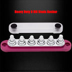 6 x M8 (5/16") Studs Power Distribution Block Bus Bar 12V, Ampper 5.9" HD 200A Marine BusBar Battery Distribution Block W/Cover for Car Boat Solar (Red)
