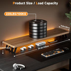 NestNeat Dual Monitor Stand Riser, 39 Inch Large Wood Monitor Stands for 2 Monitors, Desk Monitor Riser for Computer/Laptop/Printer/TV, Stand Riser up to 220 lbs