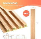 OUZUGIE WPC Acoustic Slat Wall Paneling, 8-Pack 96 x 6 Inches 3D Wall Panels for Interior Wall Decor,Living Room,TV Background,Study Room,Office Spaces,Bedroom,High Grille (Oak)