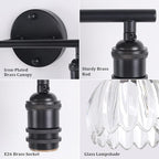 Shenmoyl Bathroom Light Fixtures, 2-Light Black Vanity Wall Light Over Mirror with Clear Tulip Glass Shade for Bedroom Living Room (Bulb Not Included)