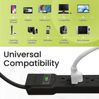 GoGreen Power Inc. (G-16103M-12BK-2) 6 Outlet Surge Protector, 12FT Cord, Black, 2 Pack