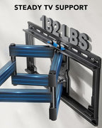 Pipishell Full Motion TV Wall Mount for 42-85 inch Flat Screen LED TV up to 132lbs Swivel Dual Articulating Arms Mount, Tool-Free Tilt Bracket Max VESA 600x400mm, Fits 8” 12” 16" Wood Studs