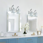 FDPBY Crystal Vanity Lights 2-Light Chrome Wall Lamp Modern Crystal Bathroom Light Fixtures Over Mirror 13.77" Long Bathroom Wall Sconce