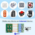 DieseRC 4 Channels WiFi Smart Switch with Bluetooth Transmitter, DC 5V 12V 24V 36V Passive Output Relay Module Ewelink APP WiFi Control Compatible with Alexa/Google Home, Inching/Self-Locking Switch