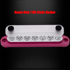 7 x M6 (1/4") Studs Power Distribution Block Bus Bar 12V, Ampper 5.9" HD 150A Marine BusBar Battery Distribution Block W/Cover for Car Boat Solar (Red)