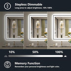 YEELAIT 55x40 Inch LED Bathroom Mirror with Lights (Front Lit and Backlit) Black Framed Lighted Vanity Mirror for Bathroom Wall Dimmable Anti-Fog Memory Tempered Glass Horizontal/Vertical