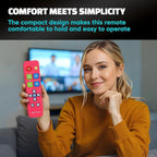 EZclicker Plus Big Button Universal TV Remote (Pink) Simple Easy to Use, Works with Major TV Brands (2xAAA Batteries Not Included)