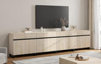 WAMPAT Modern TV Stand for TVs up to 120 inch, 4 in 1 Wood Entertainment Center TV Console Table with Adjustable Shelves and Metal Base for Living Room,Bedroom,Light Oak