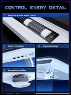 llano V12 Laptop Cooling Pad with 5.5" Turbofan – High-Speed Cooling for 15-19 Inch Gaming Laptops, Adjustable Speed & Touch Control, 3-Port USB Hub, with Mousepad, White (No RGB)