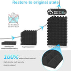 JBER 24Pack Pyramid sound proof foam panels, 2" X 12" X 12" Self-Adhesive Acoustic Wall Paddings for Home Office Studios (Black)