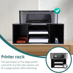 EMERIT Large Printer Stand, Adjustable Printer Table with Storage, 2-Tier Printer Riser Desktop Paper Organizer Shelf for Home Office,23'' x12.3'' x 8.7'' (Black)