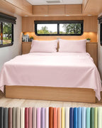 RV Short Queen Sheet Set 60 X 75 - 4 Piece RV Short Queen Bed Sheets - Soft, Breathable & Cooling - Designed for Bunks, Trailers & Campers - Fits 8” to 12" Mattress - Luxury Bedding - Lavender Pink