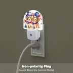 sndheke USA Flag Dog Couple Night Light Plug into Wall, American Patriotic Cute Dogs Dusk to Dawn Night Light Plug in,0.5w Energy Saving Sleep Friendly NightLight for Kids Boys Girls Home Decor