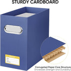 BALEINE File Organizer Box, Cardboard File Folder Organizer with Handle for Letter Size, Portable Collapsible Hanging Filing Box for Home Office Document Storage (4 Pack, Navy)