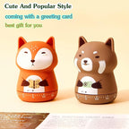 NUOSWEK Mechanical Kitchen Timer, Cute Animal Wind Up 60 Minutes Manual Countdown for Kids, Classroom, Home, Study and Cooking (Orange Fox)