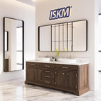 ISKM 32"x 36" Black Bathroom Mirror for Wall, Bathroom Vanity Mirror Anti-Rust, Tempered Glass, Rounded Rectangle Mirror(Horizontal/Vertical)