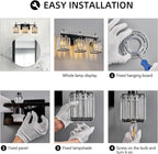 FDPBY Black Bathroom Vanity Lights Crystal Vanity Light Bathroom Lighting Fixtures 3 Light Modern Vanity Lighting Fixtures