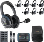 EARTEC HUB8D Ultralite-HD 8 Person Full Duplex Wireless Intercom Headset Communication System, Dual Ear Headsets, Up to 1000ft Range, U.S. Company