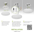 ASD LED 12" Round Flush Mount Ceiling Light Fixture, Low Profile Surface Lighting | 5CCT, Dimmable, Ultra-Thin, ETL Listed | 24W 2000LM 2700-6000K 100-277V | Kitchen, Bedroom, Hallway Lamp | White