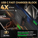 USB C Fast Charger Block, iPhone Charger Fast Charging Blocks 65W Multi Port Charger 6-Ports PD & QC Charging Cube Brick Power Adapter Type C Wall Chargers for iPhone 17/16/15/14/13/12 Pro Max, iPad