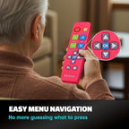 EZclicker Plus Big Button Universal TV Remote (Pink) Simple Easy to Use, Works with Major TV Brands (2xAAA Batteries Not Included)
