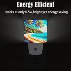 FSHVQKD Seaside Town Night Light,Plug Into Wall Decor for Stairway,Hallway,Kitchen,Dusk to Dawn Sensor Nightlights for Boys/Girls/Women/Men Room Gifts