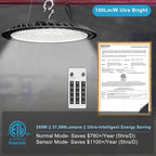 Lightdot Smart 250W LED High Bay Light 37,500LM Commercial Bay Lighting with Control (Supports Normal Mode & Motion Sensor Mode) ETL-Listed Plug and Play for 30-40FT Height-6Yrs Warranty-8Pack