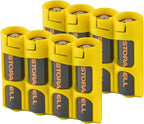 AA Battery Storage Caddy by Storacell (2 Pack), Yellow, Holds 4 Batteries (Not Included)