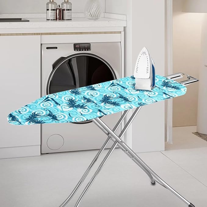 ZCFYGDX 15" x 54" Ironing Board Cover Scorch Resistant,Wear & Soil Resistant Covers, Easy Installation Elastic Edges 3 Fasteners,Lightweight & Breathable Coconut Tree Sailboat Print Size-XL