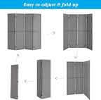 Bonnlo 4 Panel Pegboard Freestanding, 5 FT Portable Display Board Organizer for Craft Show Jewelry, Wooden Folding Privacy Screen Room Divider (with Base, Grey)