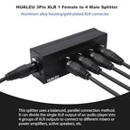 HUALEU 3Pin XLR 1 Female to 4 Male Splitter,4Way XLR Single Input to Four Output Parallel Connection Adapter,One Input to 4 Output Audio DMX Adapter