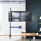 VIVO Extra Tall Single Monitor Desk Mount, 39 inch Pole VESA Stand for 13 to 32 inch Screens and up to 38 inch Ultrawides, Holds 22 lbs, Black, STAND-V011