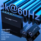 HDMI Extender Splitter 1x4 HD 4K @60Hz Over CAT5/CAT6/CAT7 Ethernet Cable–Up to 196ft-Loop Out-Equipped with IR POC and EDID