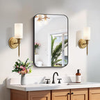FORBATH Black Bathroom Mirror for Over Sink, Wall Mirror 16x24 Inch with Metal Frame, Rounded Corners for Bathroom, Bedroom, Entryway Décor