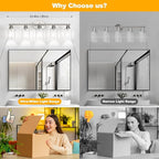 Unicozin Bathroom Light Fixtures, 5 Light Vanity Lights for Bathroom, Brushed Nickel Wall Lamp with Clear Glass for Mirror, Living Room, Hallway, Cabinet, E26 Base