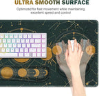 Large Desk Mat, Gaming Mouse Pad, Desk Pad Protector, XXL Mousepad + Keyboard Wrist Rest+Mouse Wrist Rest+Coaster Ergonomic Desk Pad for Home Office Decor, Dark Green Gold Moon Phases Constellation