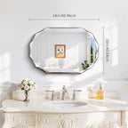 GLASHOM Beveled Edge Frameless Bathroom Mirror, Oval Wall Mirror for Over Sink, 16" x 24" Modern Decorative Vanity Mirror for Bedroom, Living Room, Entryway, Hanging Mirror Horizontal or Vertical