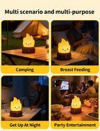 2026 Upgrade Campfire Night Light with White Noise, Portable Desk Lamp, Cute Silicone Flame Lights, Flameless Candles Lamps for Indoor Outdoor Table Decor, Funny Lamp Gifts for Kids Boys Girls