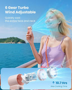 Gaiatop Portable Handheld Mini Fan, 6 Speeds 16900 RPM High Velocity Personal Fan with LED Display, USB Rechargeable, Mini Fan with Lanyard for Makeup, Travel, Outdoor, Gift for Women Girl, Pink