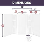 White Acrylic Shower Wall Surround 36"x 60"x 80" - Waterproof Easy-to-Install Two Shelf Units Kit Included - Shower Wall Surround Panels - Chevron Tiles Pattern, Classic Shelves