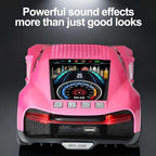 WSTER Luxury Sports Car Model Bluetooth Speaker with HD Sound, TWS Stereo Pairing, Display Screen, Built-in Microphone, Unique Bluetooth Car Speaker for Home, Party, Outdoor & Beach (Pink)