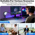 Microphone Stand, 20" Flexible Gooseneck Desktop Mic Stands Holder,3/8" to 5/8" Screw Adapter, 360 Adjustable Compact Mic Arm for Meetings, Lectures, Live Broadcast Equipment