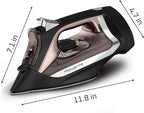 Rowenta Access Stainless Steel Soleplate Steam Iron with Retractable Cord, Powerful Steam Diffusion, Auto-Off and Anti-Drip, 1725 Watts, Black Clothes Iron, DW2459