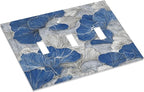 Bvtewkhz Abstract Blue Marble Plant Leaves 3 Gang Triple Toggle Decorative Light Switch Covers Electrical Faceplate Switch Plates for Bathroom Kitchen Home