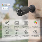 Tapo by TP-Link Wireless Outdoor Security Camera, 1080P, Up to 180 Days Battery Life, Free Person Detection, SD/Cloud Storage, Spotlight Color Night Vision, Alarm, No Hub Needed, Black, C403