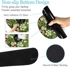 LIMKRIAN Cat Ergonomic Mouse Pad with Wrist Rest Desk Mat Set, Green Gaming Mouse Pad Wrist Support, Keyboard Mat Wrist Rest Cup Coaster Funny Office Decor