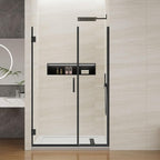 Pivot Swing Shower Door, Adjustable Width 40" W x 74" H Semi-Frameless Shower Glass Door with 5/16 in (8mm) Clear SGCC Tempered Glass with Nano Easy-Clean Coating (Matte Black)
